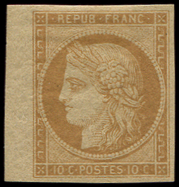 * EMISSION DE 1849 - *    R1f  10c. Bistre Jaune, REIMPRESSION, Bdf, TB - 1849-1850 Cérès