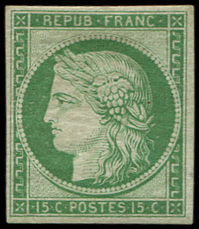 * EMISSION DE 1849 - *    R2e  15c. Vert Vif Clair, REIMPRESSION, TB. C - 1849-1850 Cérès