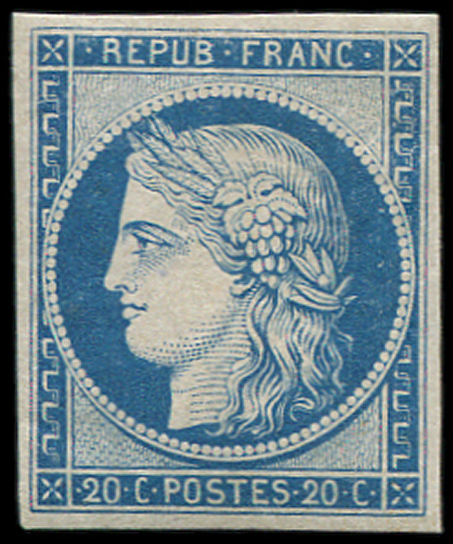 * EMISSION DE 1849 - *    R8f  20c. Bleu Sur Jaunâtre, REIMPRESSION, TB - 1849-1850 Ceres