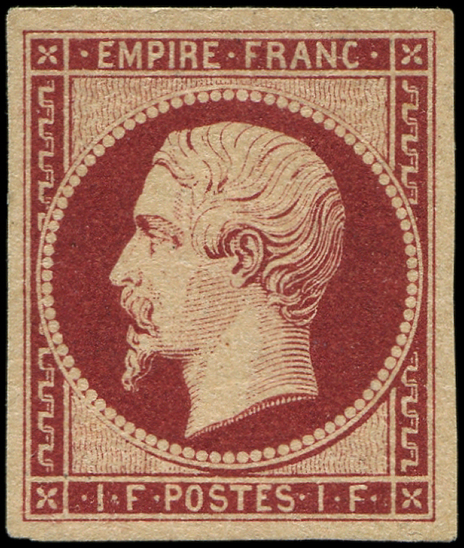 ** EMPIRE NON DENTELE - **   18g   1f. Carmin Foncé, Nuance VELOURS, TTB - 1853-1860 Napoléon III