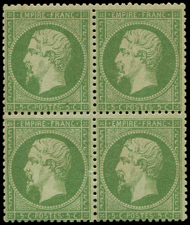 * EMPIRE DENTELE - *    20    5c. Vert, BLOC De 4, TB. C - 1862 Napoléon III