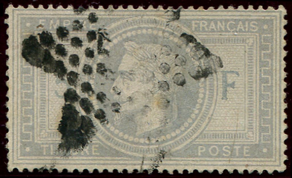EMPIRE LAURE -  33    5f. Violet Gris, Léger Pelurage, Obl. Etoile, Aspect B/TB - 1863-1870 Napoléon III Lauré