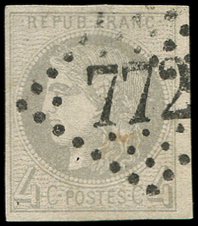 EMISSION DE BORDEAUX -  41B   4c. Gris, R II, Obl. GC 772, Belles Marges, TTB - 1870 Emission De Bordeaux