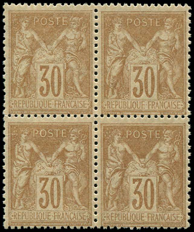 ** TYPE SAGE - **   80   30c. Brun Jaune, BLOC De 4, TB - 1876-1878 Sage (Type I)