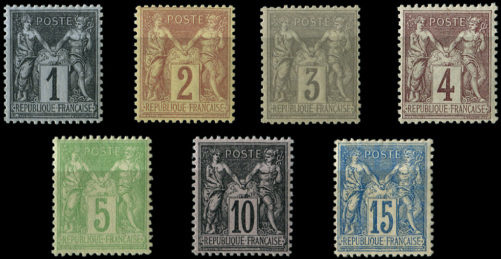 ** TYPE SAGE - **   83, 85, 87/89, 101, 102, Tous Exemplaires Choisis Bien Centrés, TB - 1876-1878 Sage (Type I)