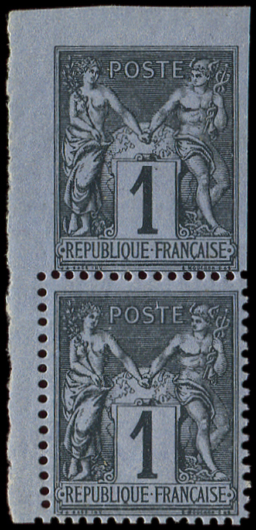 * TYPE SAGE - *    83    1c. Noir Sur Azuré, NON DENTELE Tenant à Dentelé, Petit Cdf, TB - 1876-1878 Sage (Type I)