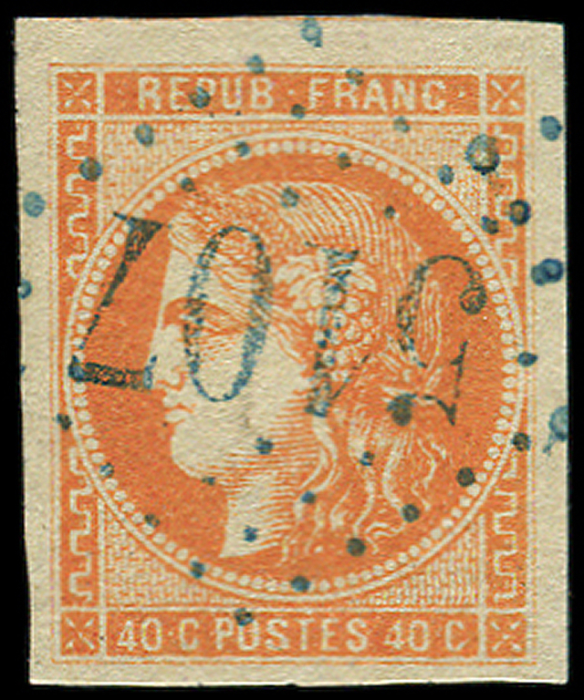 BUREAUX FRANCAIS A L'ETRANGER -  N°48 Obl. GC Bleu 5107 De Tunis, Frappe Superbe, TTB. Br - 1849-1876: Période Classique