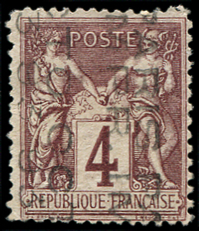 (*) PREOBLITERES - (*)  14  Sage,  4c. Lilas-brun, SANS Quantième, Dentelure Irrégulière, TB - 1893-1947