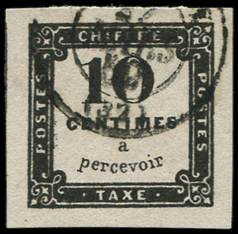 TAXE -  1   10c. Noir Litho, Obl. Càd T15, Grandes Marges, Superbe - 1859-1959 Neufs