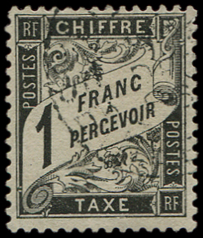 TAXE -  22   1f. Noir, Obl., TTB - 1859-1959 Neufs