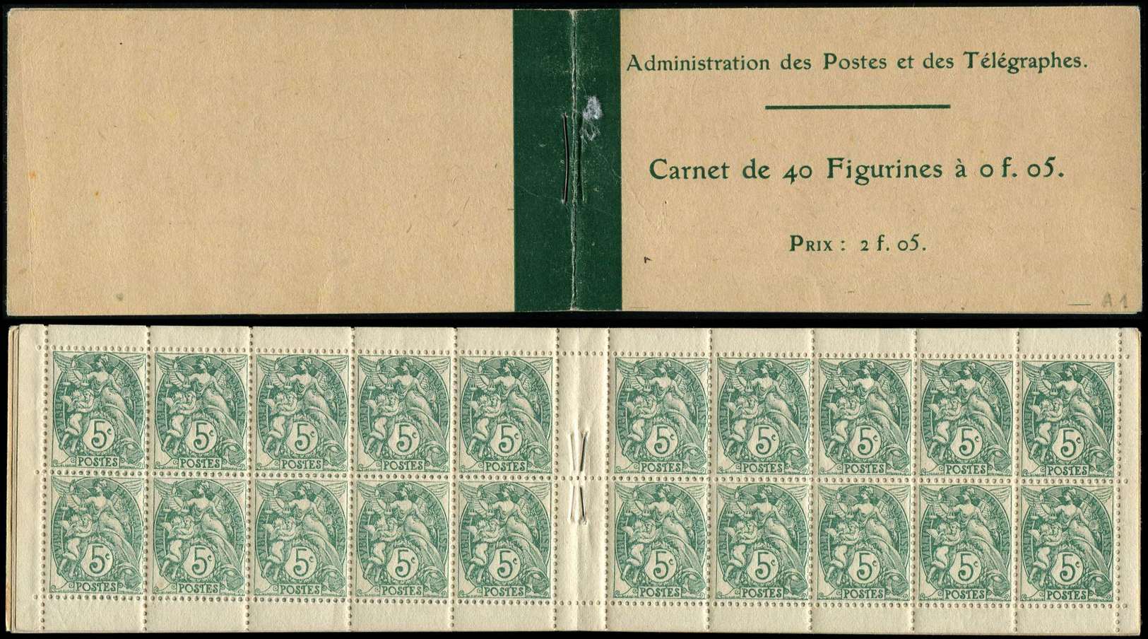 CARNETS (N°Cérès Jusqu'en1964) -  1    Blanc,  5c. Vert, N°111C, TB - Autres & Non Classés