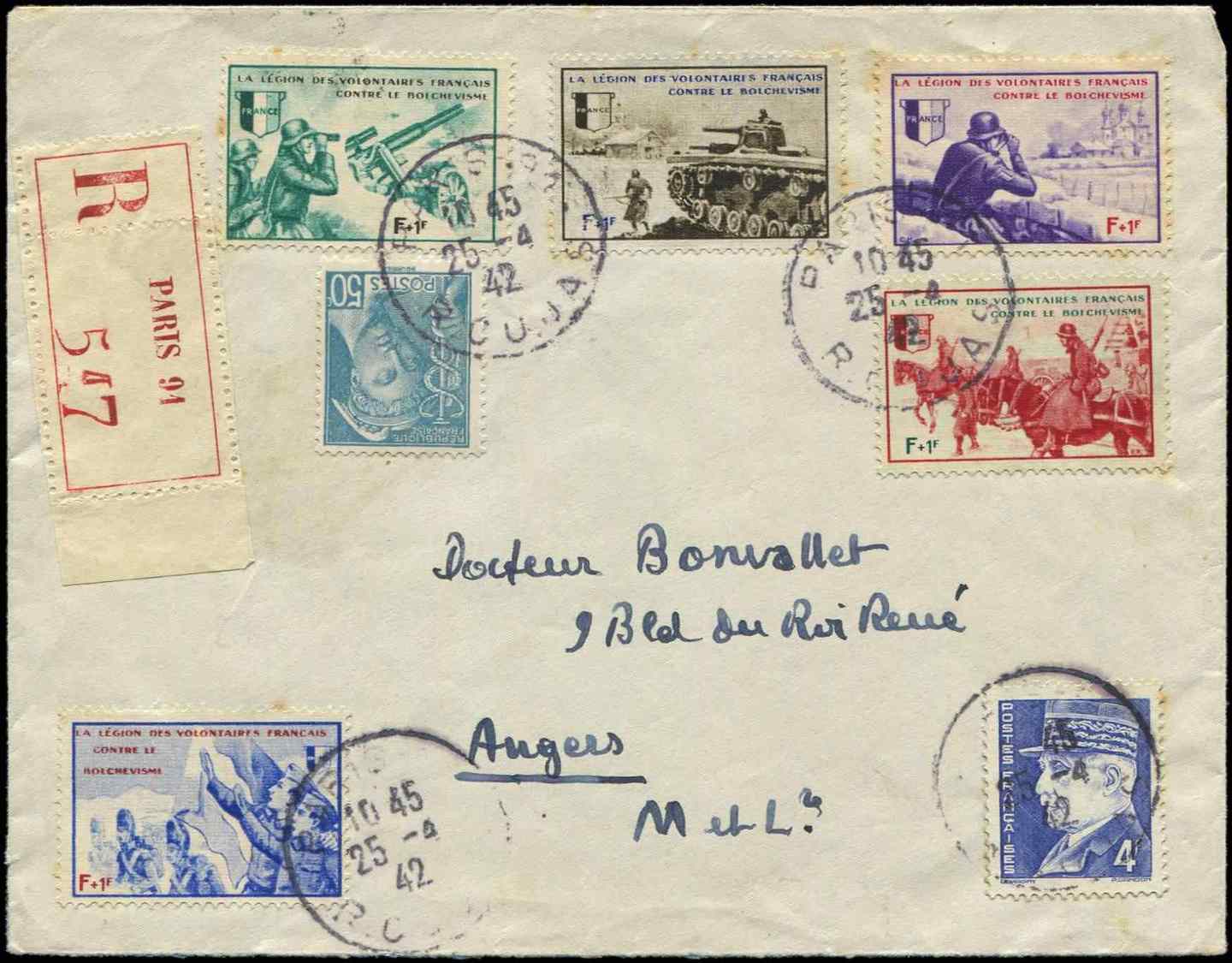 Let Spécialités Diverses - Let  L.V.F. 6/10 : Borodino, La Série Obl. S. Env. Rec., TB, Cote Maury - Guerre (timbres De)