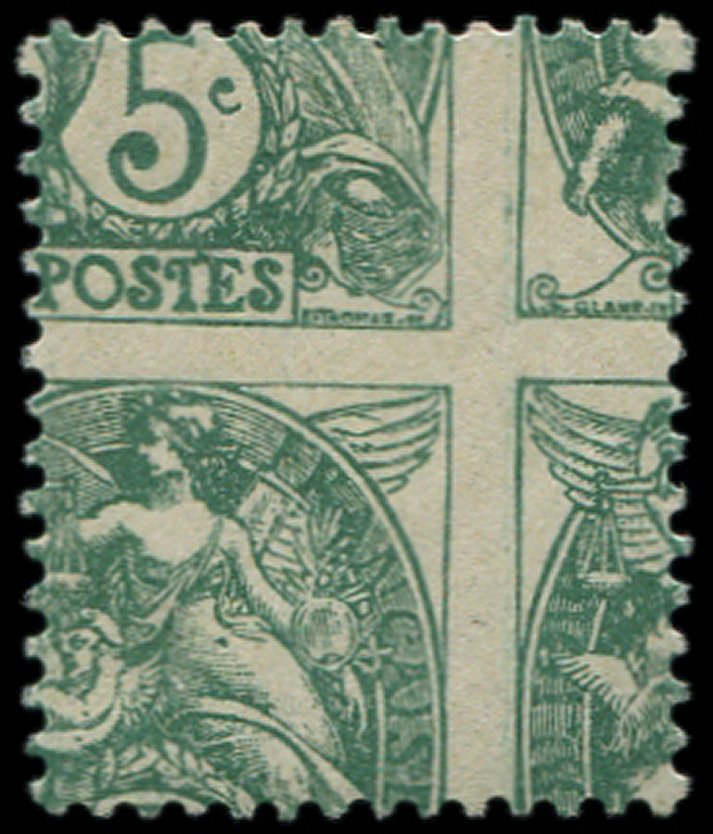 ** VARIETES - **   111   Blanc,  5c. Vert, PIQUAGE En CROIX, TB - Neufs