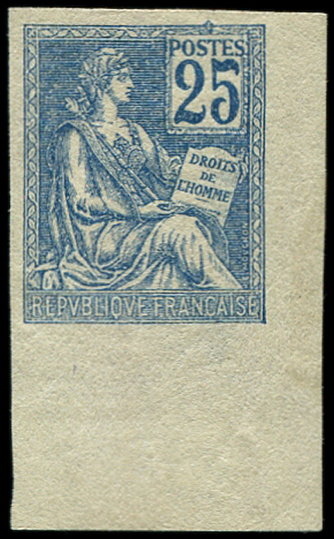 * VARIETES - *    118a  Mouchon, 25c. Bleu, T II, NON DENTELE, Cdf, TB - Neufs