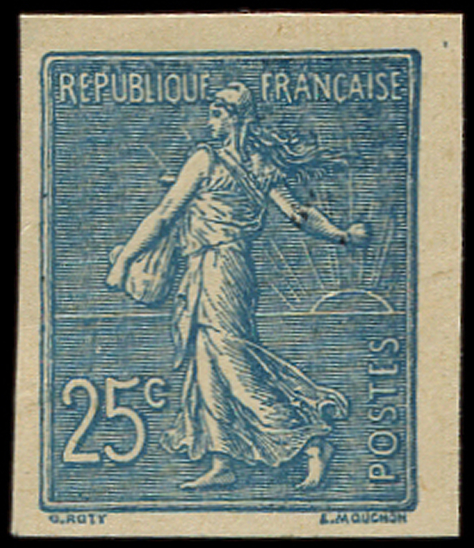 (*) NON DENTELES - (*)  132   Semeuse Lignée, 25c. Bleu, TB - Non Classés