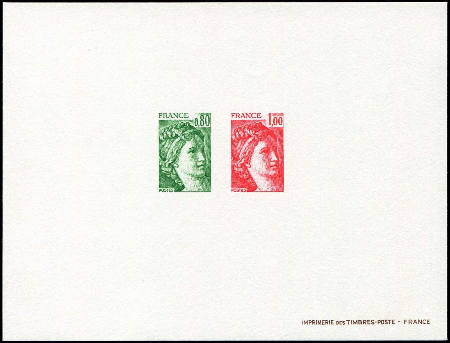 EPREUVES DE LUXE -  1970 Et 1972 Sabine, 0,80 Vert Et 1,00 Rouge, épreuve Collective, TB - Epreuves De Luxe