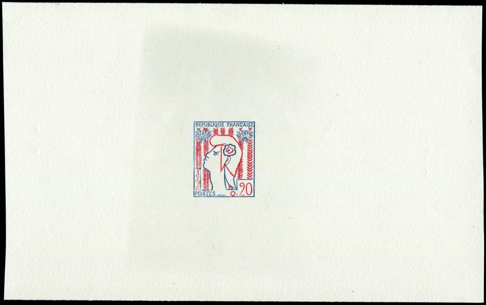 EPREUVES D'ARTISTES ET D'ATELIER -  1282   Marianne De Cocteau, épreuve Bicolore Au Type NON EMIS, TTB - Epreuves D'artistes