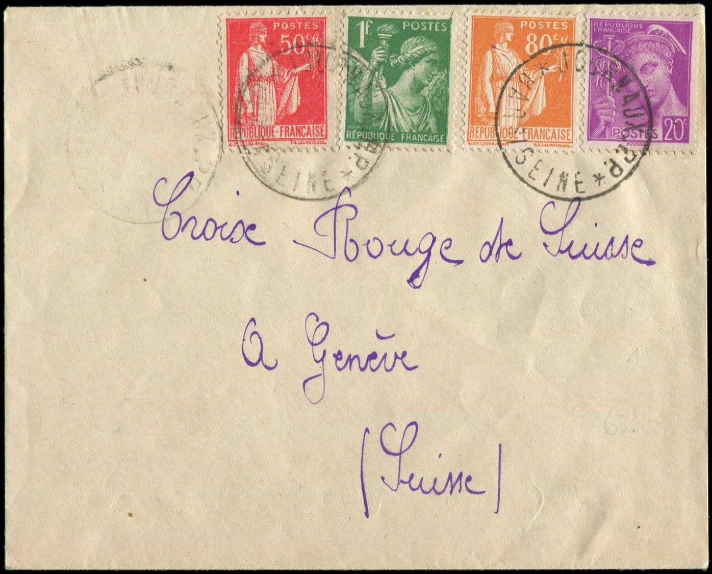 Let Guerre 1939/1945 - Let  N°283 + 366 + 410 + 432 Obl. Càd Sans Date JOURNAUX P.P./BAR S/SEINE S. Lettre Pour La Croix - Guerre De 1939-45