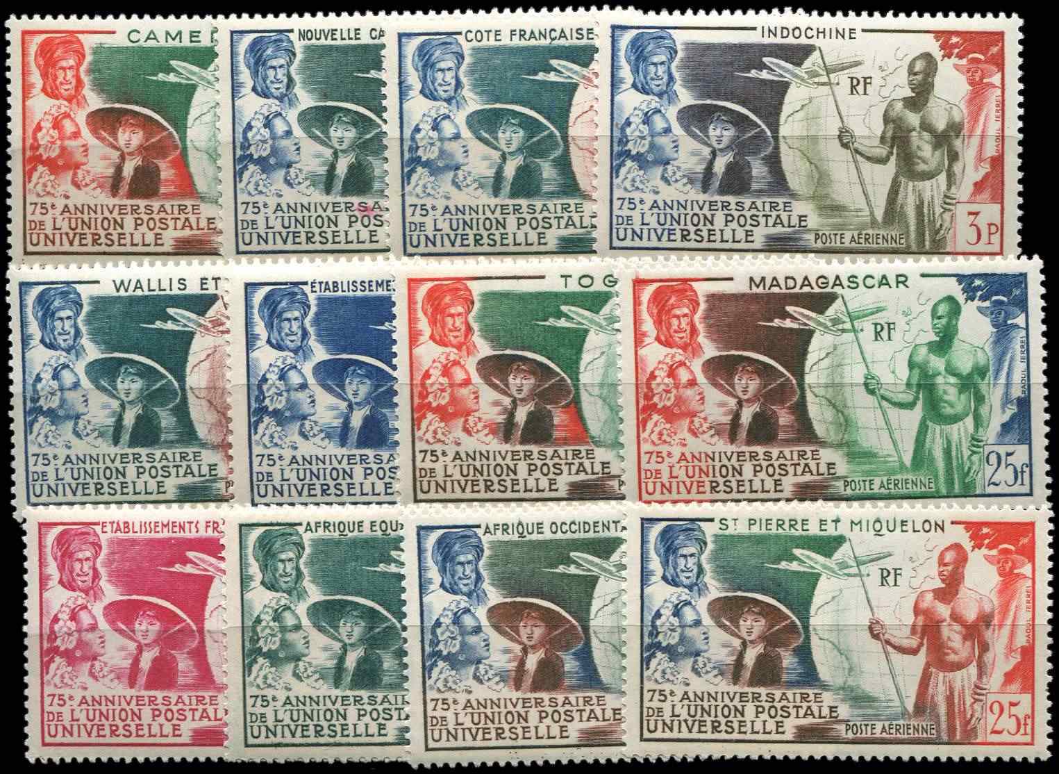 ** **   Grandes Séries Coloniales 1949 : U.P.U., 12 Valeurs, TB - Non Classés