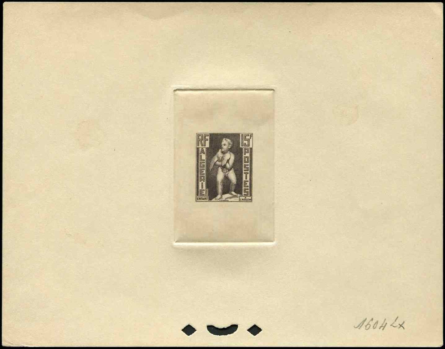 ALGERIE 290 : Enfant à L'Aiglon, 15f., épreuve D'atelier En Gris-noir (couleur 1604), TB - Autres & Non Classés