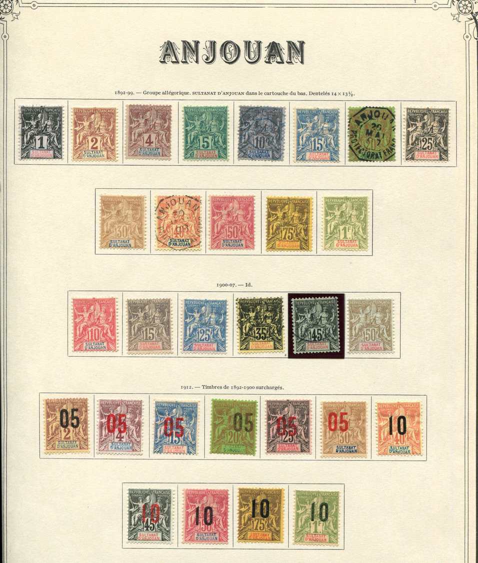 (*) (*)  ANJOUAN 1/13, 14/19 Et 20/30 : Série Groupe De 1892/93, N°5, 7, 10, 17, 18 Obl., Sur FA, TB - Autres & Non Classés