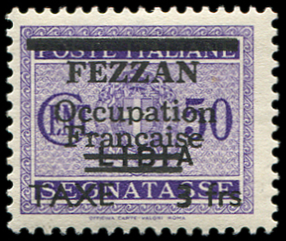 ** **   FEZZAN Taxe 4 : 3f. Sur 50c. Violet, TB. S - Autres & Non Classés