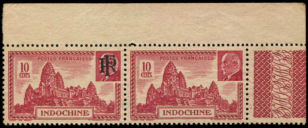 (*) (*)  INDOCHINE 299 : 10c. Carmin, PAIRE Cdf, Un Ex. SANS Surcharge, RR, TB - Autres & Non Classés