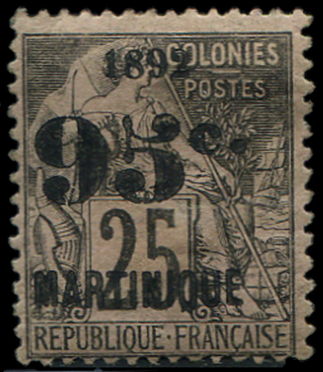 * *    MARTINIQUE 29b : 95c. S. 25c. Noir S. Rose, Gomme Partielle, TB - Autres & Non Classés