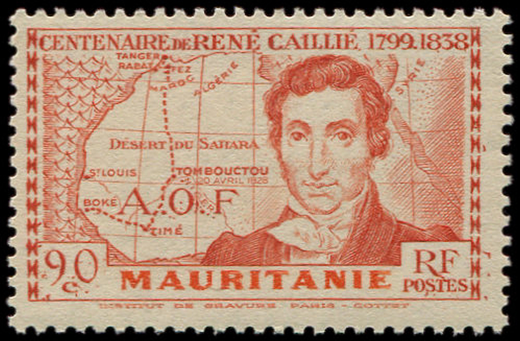 ** **   MAURITANIE 95a : R. Caillié, 90c. Orange, GRANDE Légende, TB - Autres & Non Classés