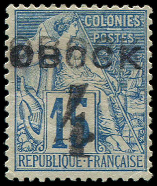 * *    OBOCK 24 :  4 Sur 15c. Bleu, DOUBLE OBOCK, B/TB. C - Autres & Non Classés