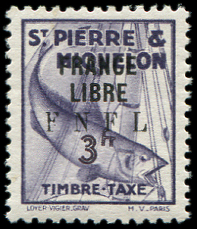 * *    SAINT PIERRE ET MIQUELON Taxe 66 : 3f. Violet, FRANCE LIBRE, Gomme Légèrement Coulée, Sinon TB - Timbres-taxe