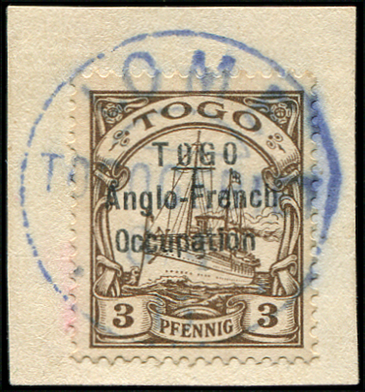 TOGO 54 : 3pf. Brun De 1915 Obl. Càd Bleu LOME S. Fragt, TB, Certif. C.H. Lange - Autres & Non Classés