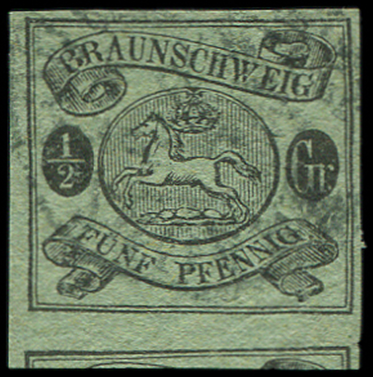 ALLEMAGNE (ANCIENS ETATS) BRUNSWICK 6 : 1/2g. Noir Sur Vert, Voisin En Bas, Obl., TB - Brunswick