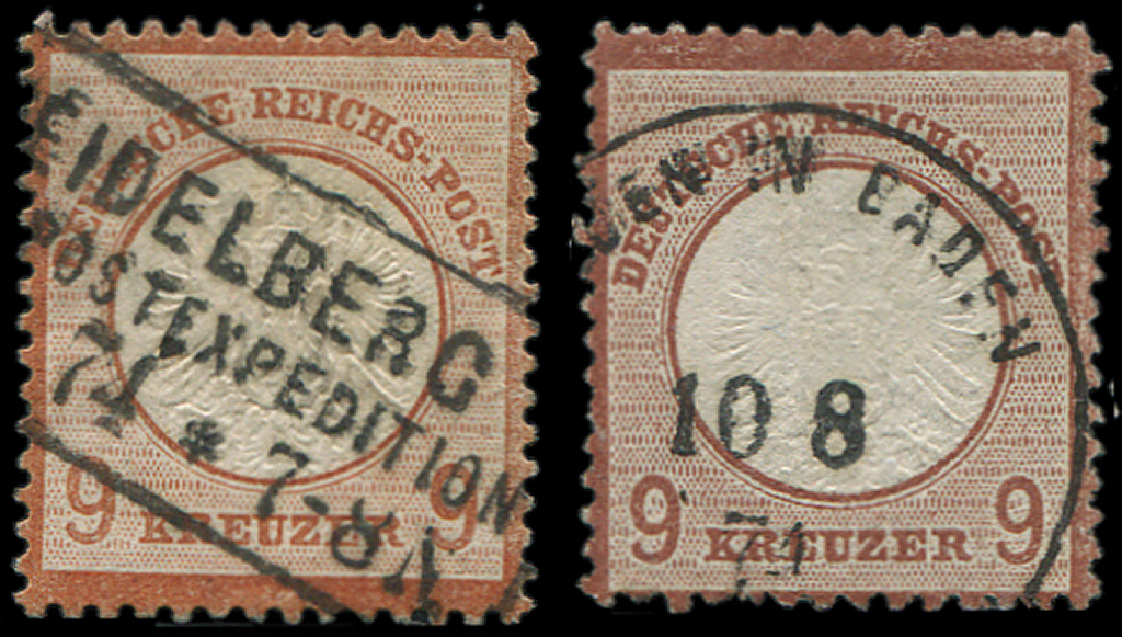 EMPIRE 24 Et 24a : 9kr. Brun-rouge Et Brun-lilas, Obl., TB - Oblitérés