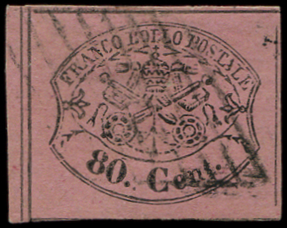 ITALIE (ANCIENS ETATS) EGLISE 18 : 80c. Rose Vineux, Obl., TB - Etats Pontificaux