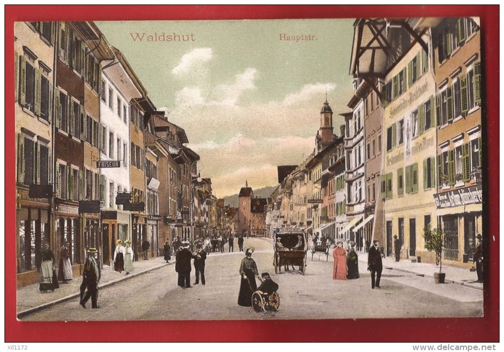 CDS3-08 Waldshut-Tiengen  Haupstrasse  Kutsche.  Stempel Zurzach 1911 - Waldshut-Tiengen