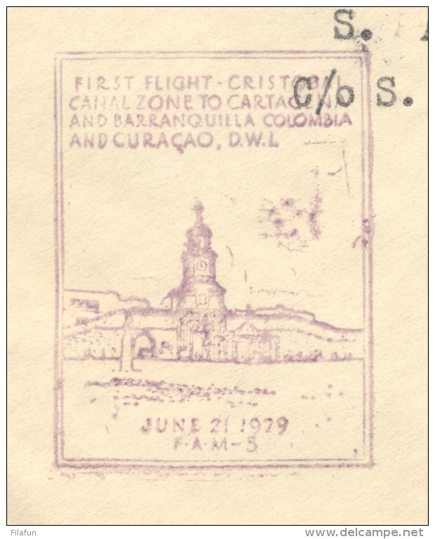 Curacao - 1929 - R-First Flight Cover FAM-5 From Cristobal / Canal Zone To Curacao - Curaçao, Nederlandse Antillen, Aruba