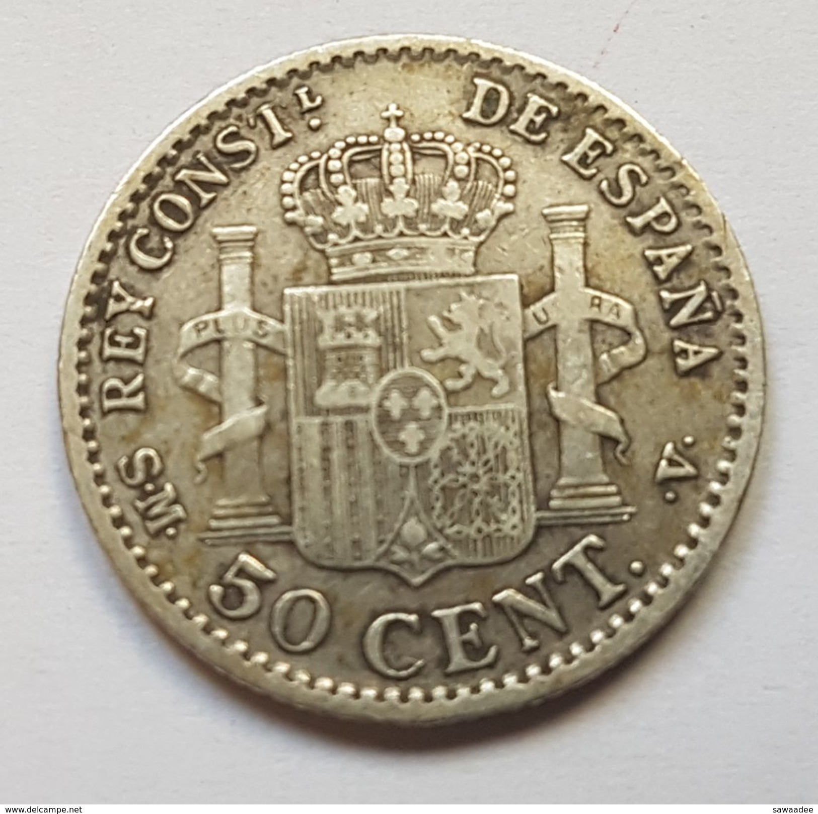 PIECE ESPAGNE - ROYAUME - ALPHONSE XIII (CADET) - 50 CENTIMOS - 1904 SMV - ARGENT 835% - Autres & Non Classés