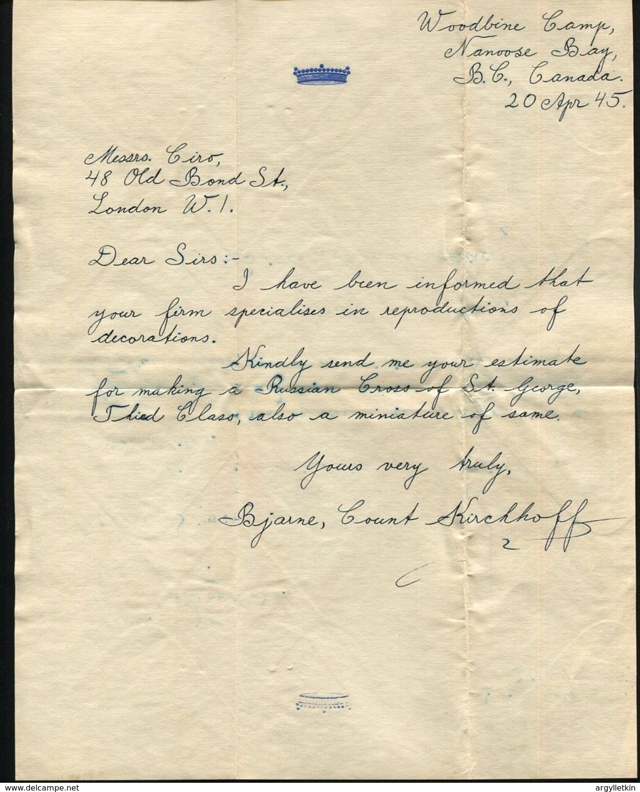 CANADA NANOOSE BAY GB LONDON WRECK 1945 SCYTHIA RUSSIA COUNT KIRCHHOFF - Gedenkausgaben