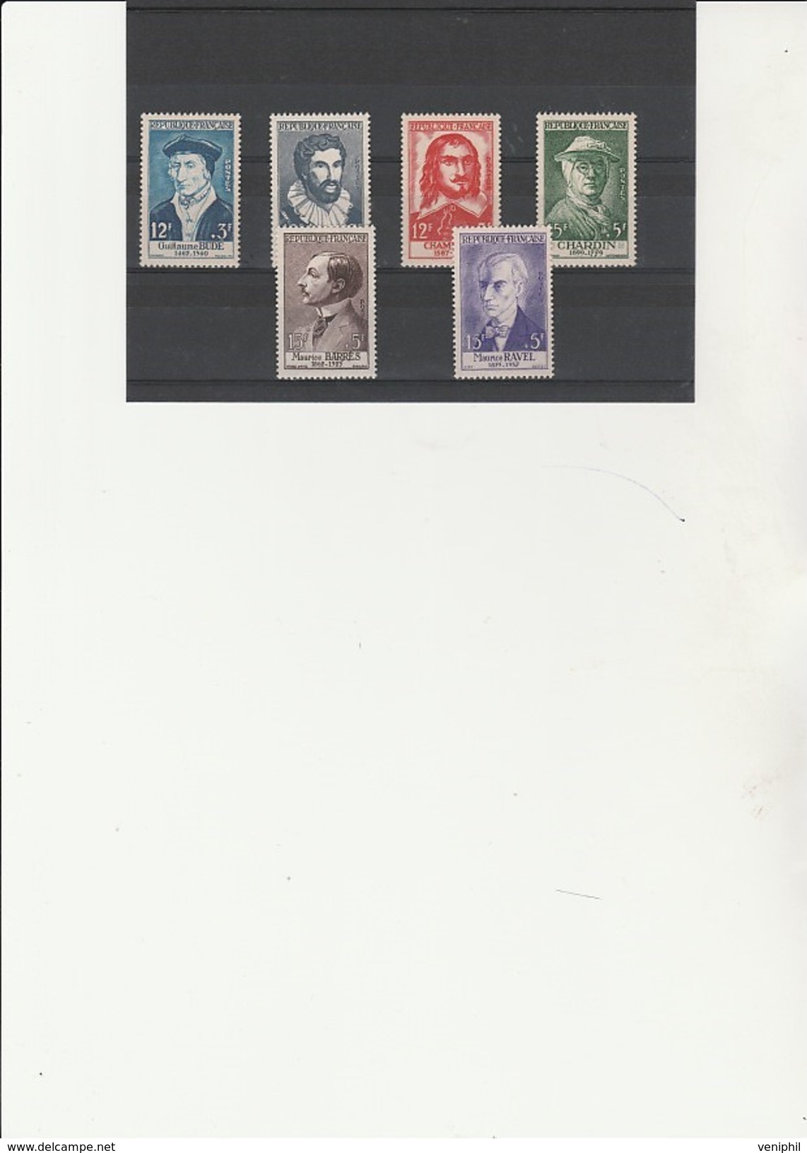 TIMBRES  CELEBRITES N° 1066 A 1071 NEUF SANS CHARNIERE -ANNEE 1956 -  COTE : 51 € - Ungebraucht