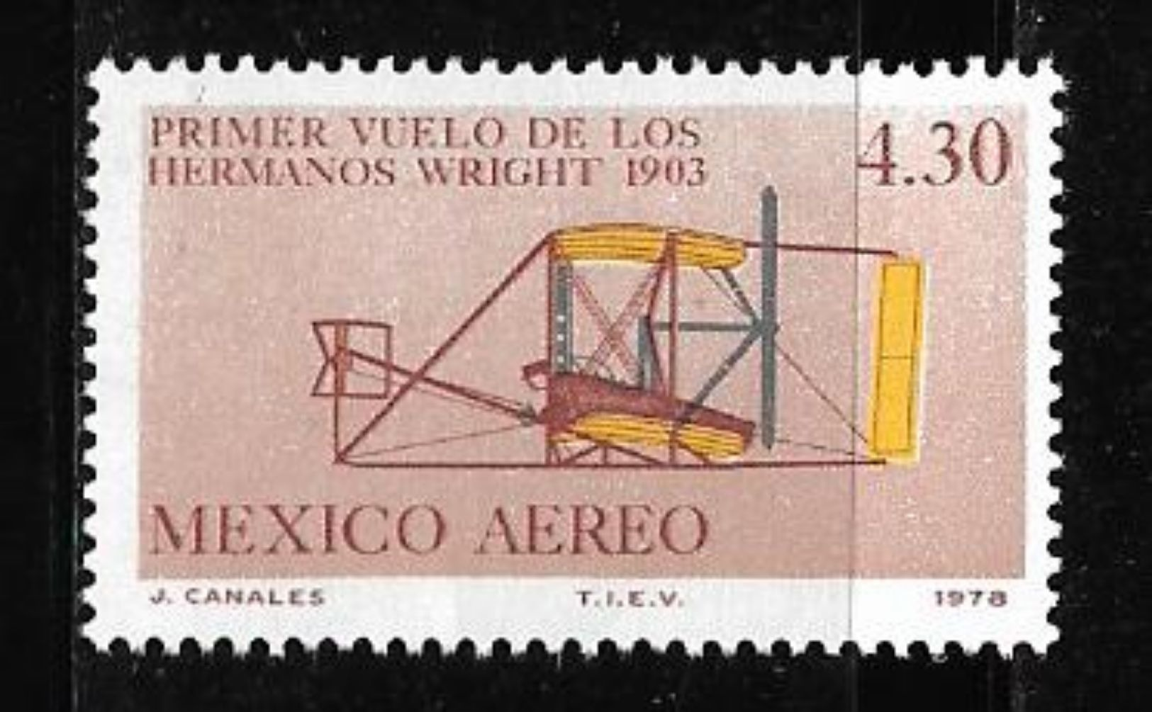 Mexico 1978 75th Year Of Jet Plane Invented By Wright Brothers 4.30P Mint MNH Stamp # AR:233 - Mexico