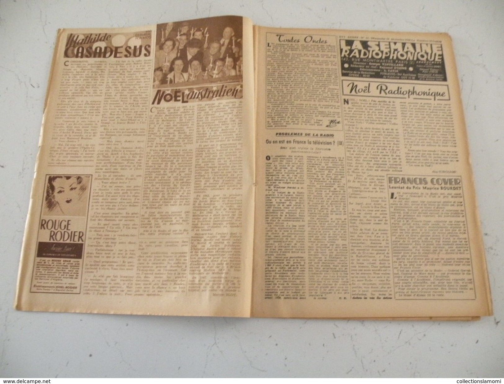 La Semaine Radiophonique N°52 > 26.12.1948 > Mathides Casadesus, Noël Australie,programmes De France & étranger 34 Pages - Informations Générales