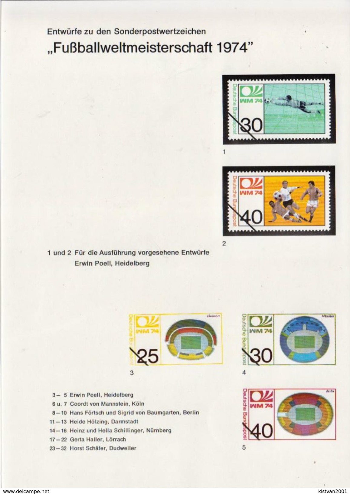 Germany Football World Cup Stamps Designs On 3 Leaflets - 1974 – West Germany