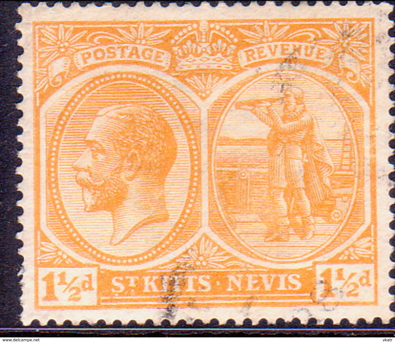 ST KITTS_NEVIS 1920 SG #26 1½d Used Wmk Mult.Crown CA - St.Christopher-Nevis-Anguilla (...-1980)