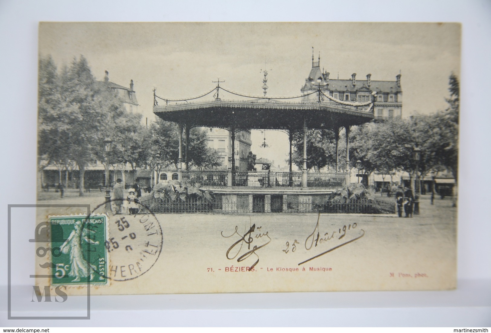 Old Postcard France - Beziers - Le Kiosque à Musique, M. Pons Photo. Posted - Beziers