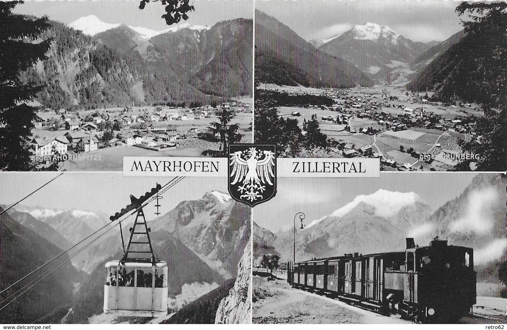 MAYRHOFEN - 4-fach Karte Mit Der Zillertalbahn Um Die 1960 - Schwaz