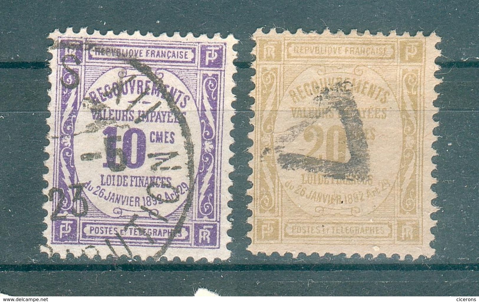 FRANCE ; Taxes ; 1908-26 ; Y&T N°44-45 Papier GC ; Lot :  ; Oblitéré - 1859-1959 Usados