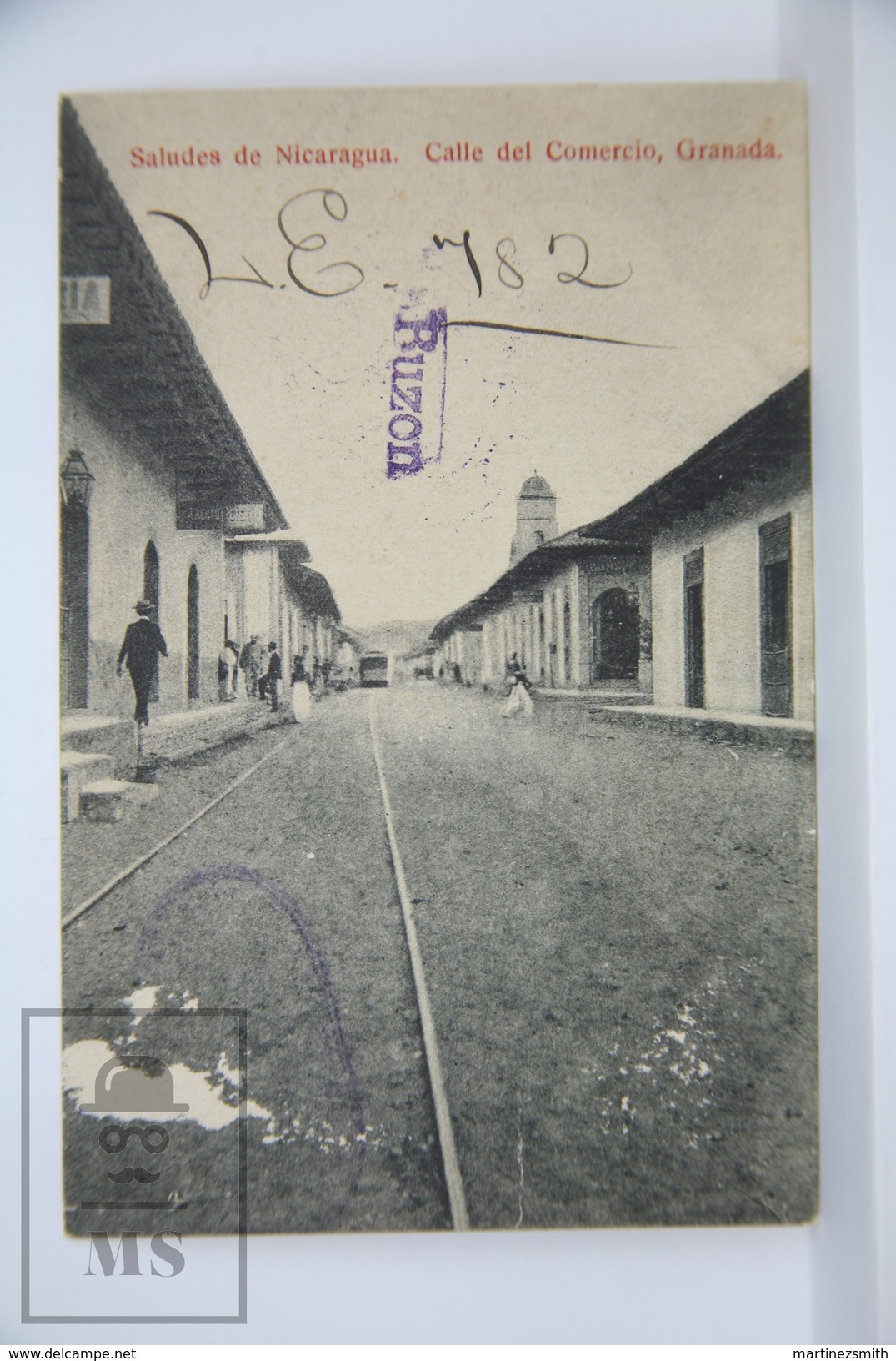 Old Postcard Nicaragua - Calle Del Comercio - Granada - Tram And People - Posted - Nicaragua