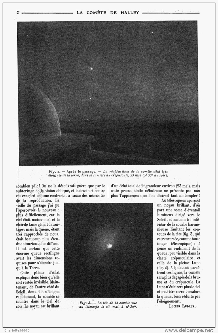 La COMETE De " HALLEY "  1910 - Astronomie