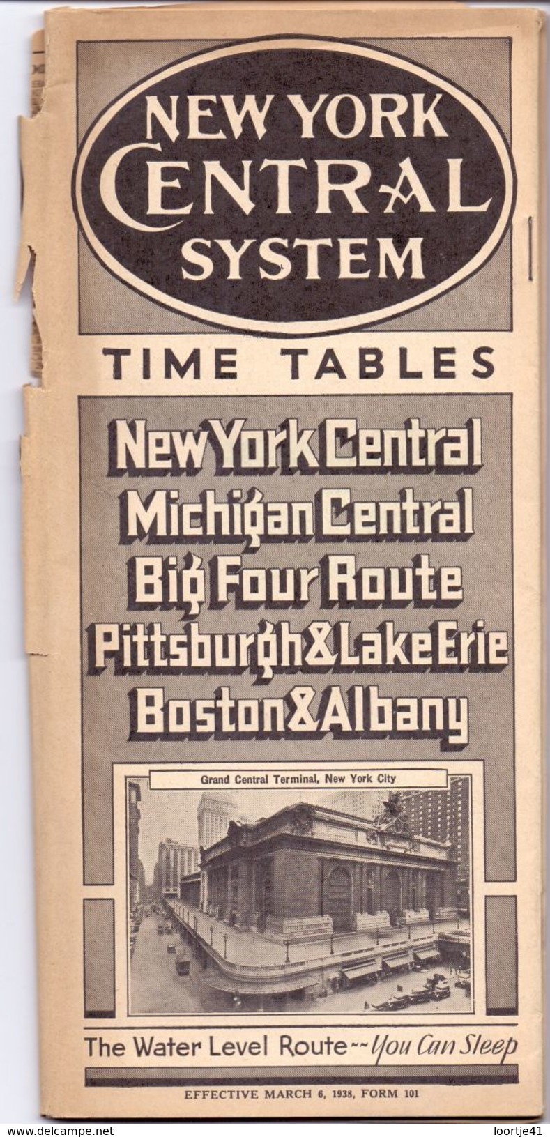 Toerisme Tourisme - Time Tables March 1938 - Trains New York Central System - Dienstregeling Treinen - Wereld